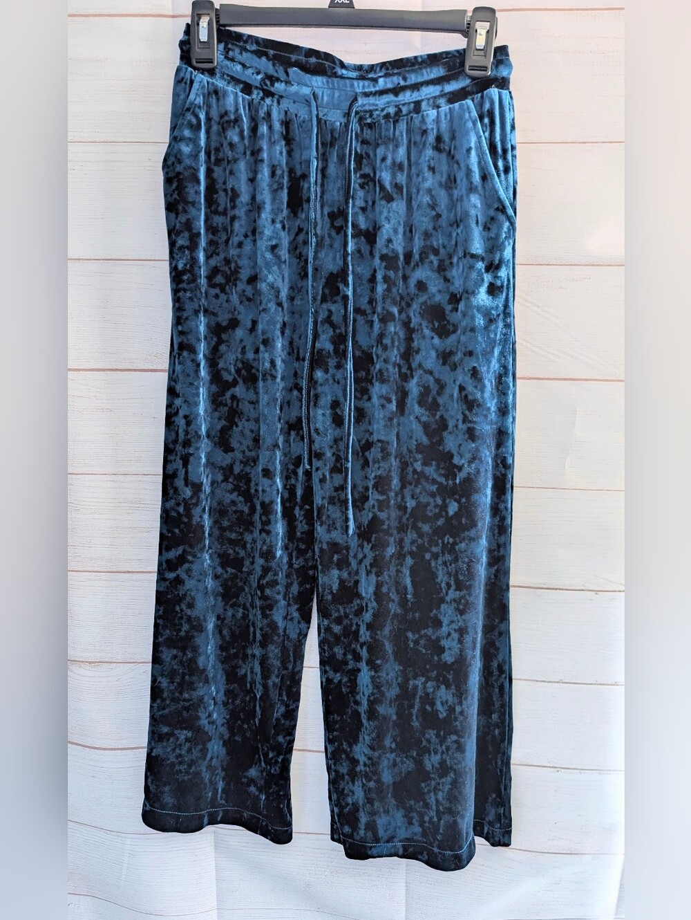 Silence & Noise Velvet Wide-Leg Lounge Pants Stunning Teal 🩵 Blue Size SM - Picture 4 of 10